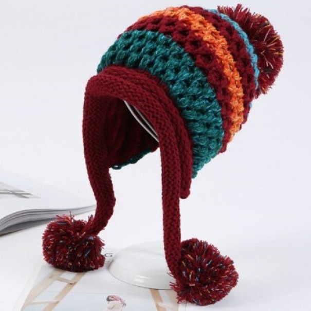 Gorro de punto cálido para mujer burdeos