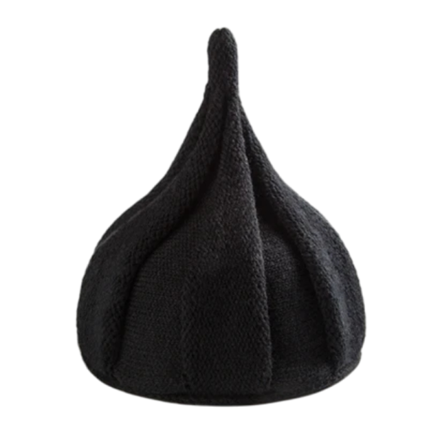 Gorro de punto de invierno para mujer, puntiagudo, 22×33 cm, 100% acrílico, gorro de espiral de un solo color con diseño floral, gorro suave, elástico y cálido, disponible en 11 colores negro