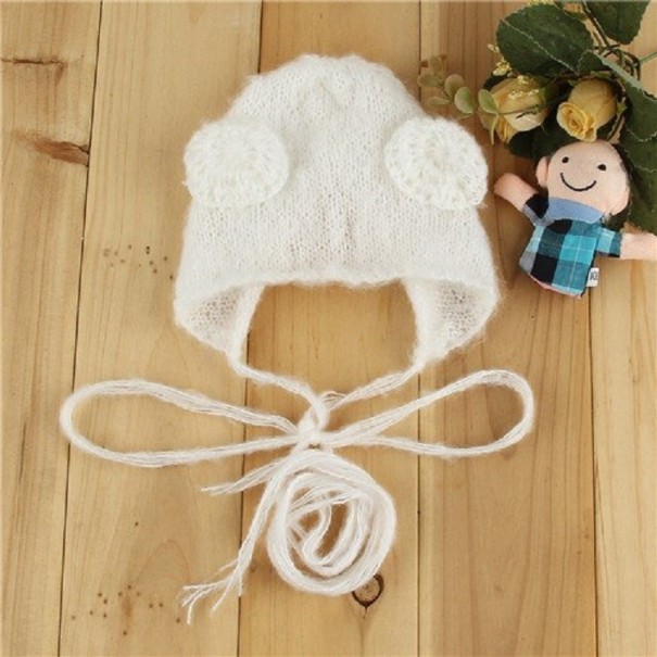 Gorro de punto para niños con orejas blanco