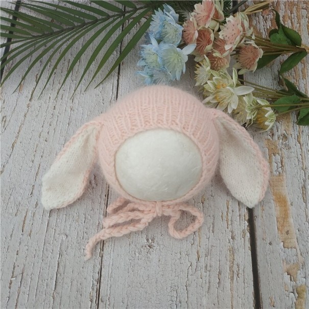 Gorro de punto para niños con orejas rosa claro