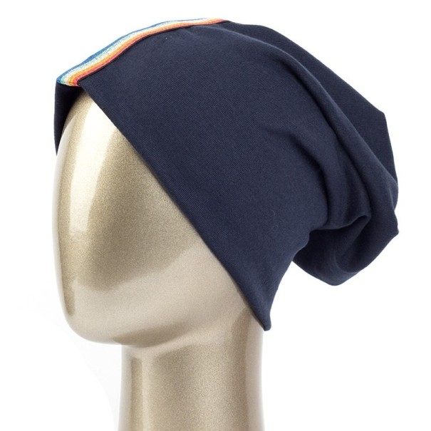 Gorro de rayas arcoiris azul oscuro