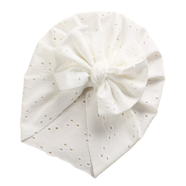 Gorro de verano para bebé con lazo blanco