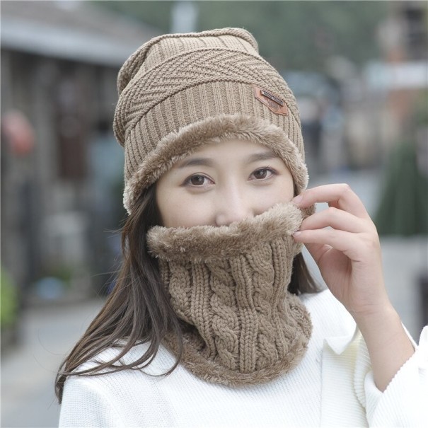 Gorro e cachecol para senhora Megan castanho claro