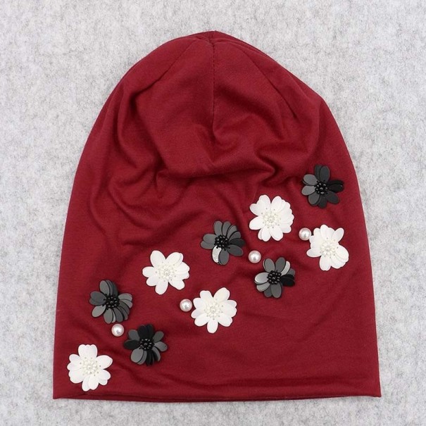Gorro Feminino Flower borgonha