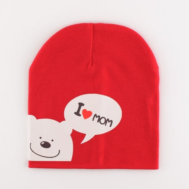 Gorro infantil com ursinho vermelho