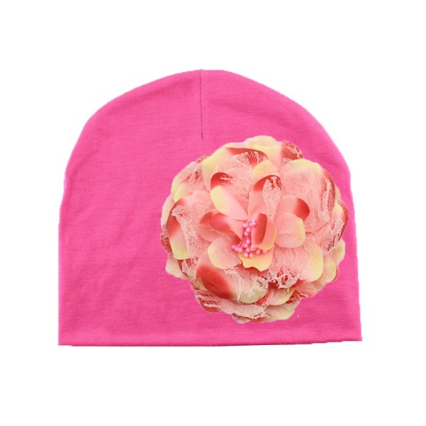 Gorro infantil con flor J3130 rosa oscuro