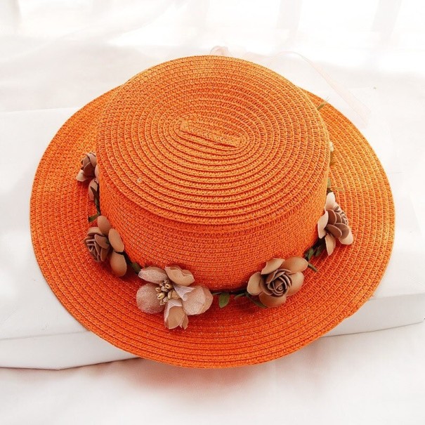 Gorro infantil con flores T862 naranja Gorro infantil con flores T862 naranja