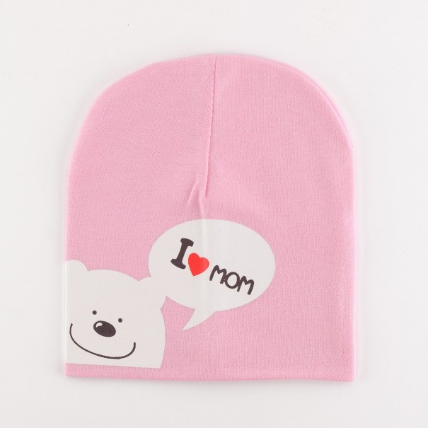 Gorro infantil con osito de peluche rosa