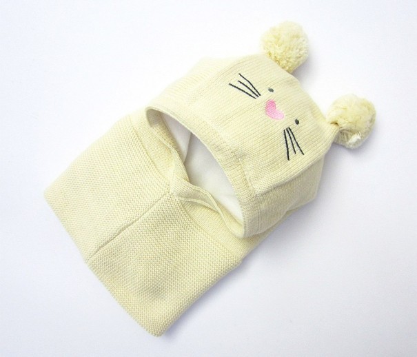 Gorro infantil con pañuelo en forma de gato J1852 amarillo S