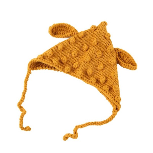 Gorro infantil de crochet con orejas amarillo oscuro