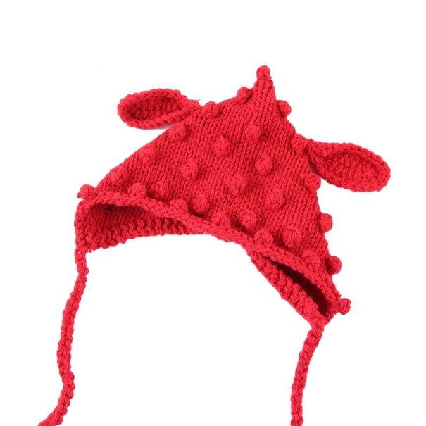 Gorro infantil de crochet con orejas rojo