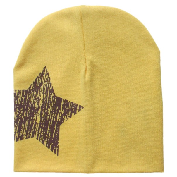 Gorro ligero infantil con estampado de estrellas J3131 amarillo