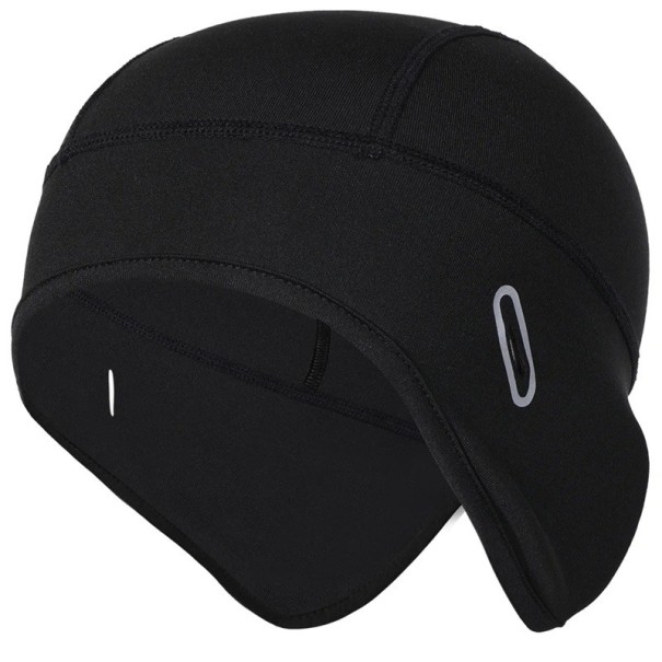 Gorro térmico de ciclismo para usar debaixo do capacete 52–60 cm Gorro desportivo de inverno em fleece Poliéster Elastano Unisex corrida esqui caminhada MTB preto