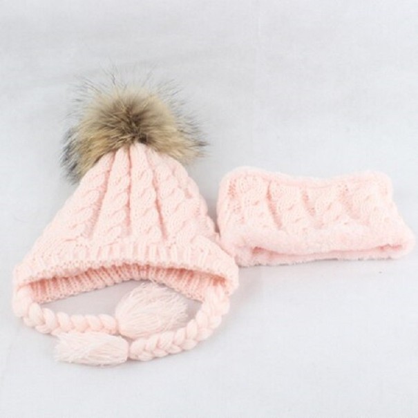 Gorro y calentador de cuello de invierno para niños A395 rosa