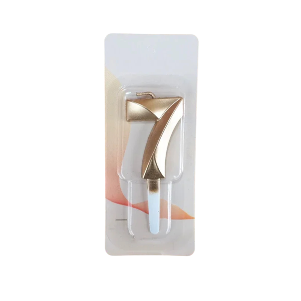 Gouden taartkaars nummer 7 glinsterend ca. 5 x 3,5 cm decoratieve kaars voor verjaardagen, jubilea en feestelijke gelegenheden 1