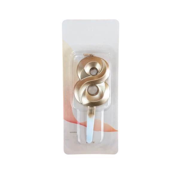 Gouden taartkaars nummer 8 glanzend ca. 5 x 3,5 cm decoratie voor taarten voor verjaardagsfeesten, jubilea en feestelijke gelegenheden 1