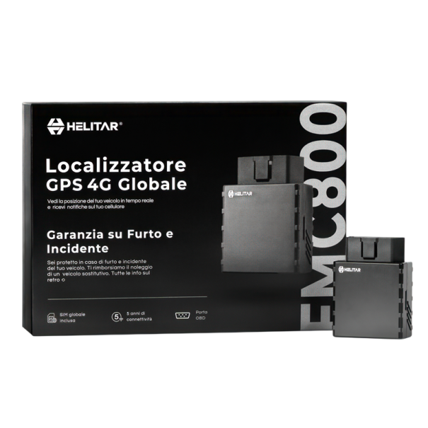 GPS-Tracker Helitar FMC800 OBD mit 4G SIM-Karte Echtzeit-Fahrzeugüberwachung Schwarz Geschwindigkeits- und Motoralarm