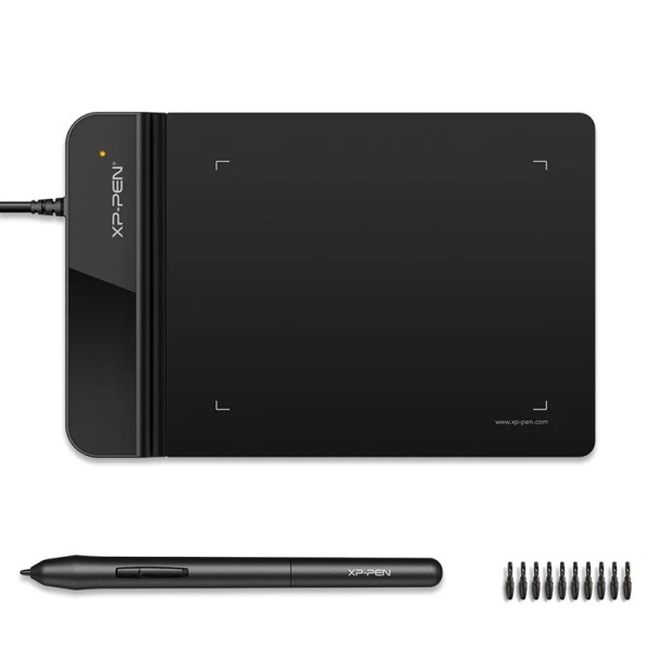 Grafiktablett XP-PEN Star G430S mit passivem Stift P01 8192 Druckstufen Auflösung 5080 LPI Fläche 4 x 3 Zoll Schwarz für OSU und Zeichnen