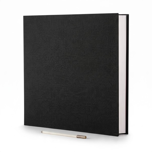 Grand album photo autocollant pour scrapbooking 28 x 27 cm Couverture en lin Feuilles avec film de protection Pour photos de différentes noir