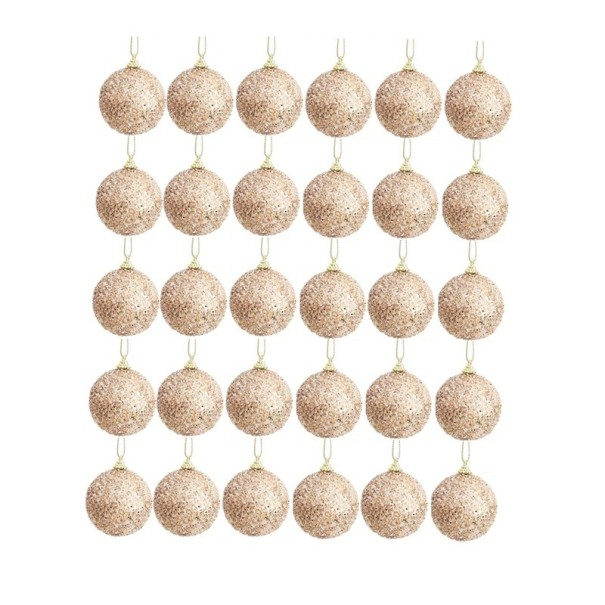 Grand ensemble de 30 boules de Noël scintillantes 6 cm dorées champagne décorations suspendues pour sapin de Noël et célébrations du Nouvel An 1