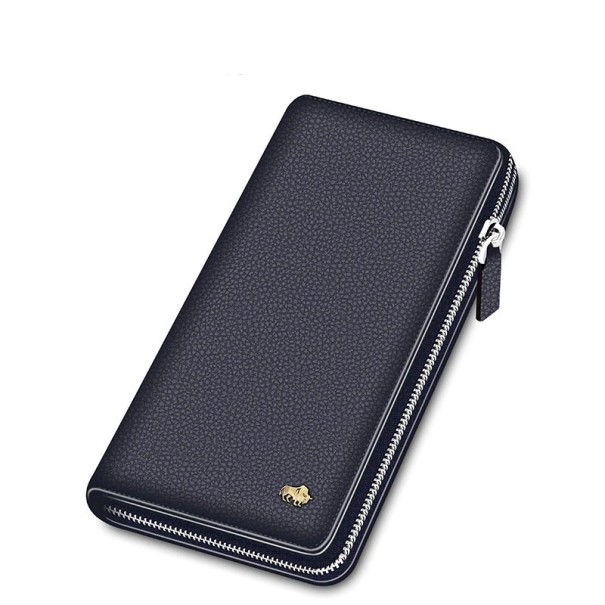 Grand portefeuille en cuir pour homme M582 bleu foncé