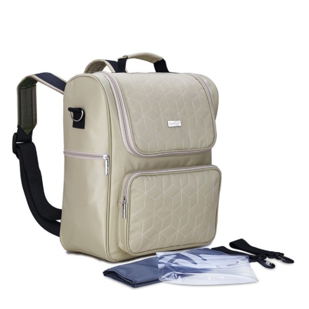 Grand sac à dos de maternité avec accessoires kaki