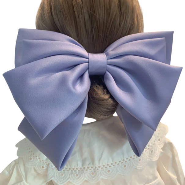 Grande doppia fascia in raso per capelli Fermaglio per capelli Accessorio per capelli elegante Fiocco lussuoso per acconciatura Decorazione stilosa per capelli viola