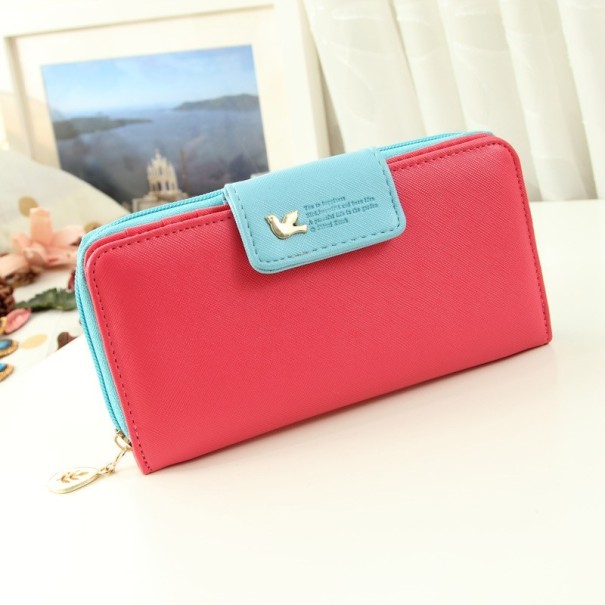 Grande porte-monnaie stylé pour femmes J2984 rouge clair