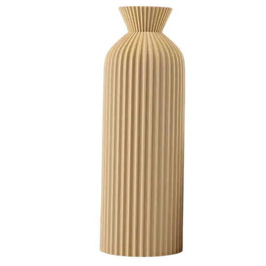 Grande vaso in plastica rigato 24,8 cm Beige o nero beige