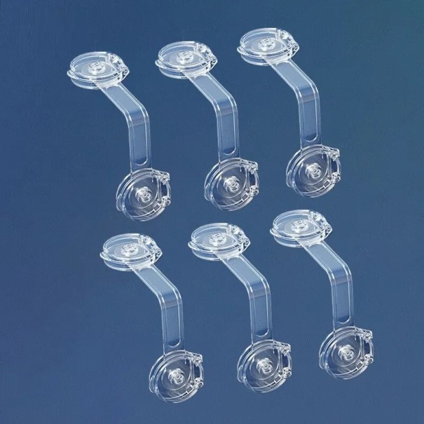 Grandes fechaduras de segurança contra a abertura de armários e gavetas, conjunto de 6 peças para proteção de crianças e animais de estimação em design transparente 1