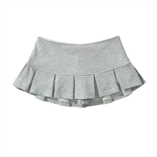 Grauer Falten-Minirock mit niedriger Taille Kurzer Faltenrock für Mädchen und Frauen Moderner Schulstil Streetwear Outfit für die Stadt S