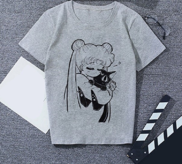 Graues Damen-T-Shirt mit Aufdruck M 1