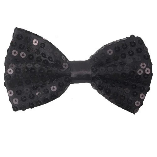 Gravata Borboleta com Lantejoulas Acessório Masculino Elegante Gravata Borboleta Brilhante Comprimento Ajustável Tamanho Universal Ideal para Eventos Formais e Festivos preto