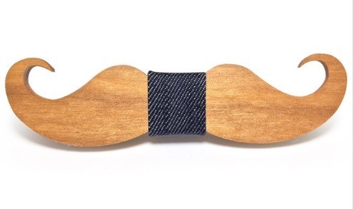 Gravata Borboleta de Madeira em Forma de Bigode J648 3