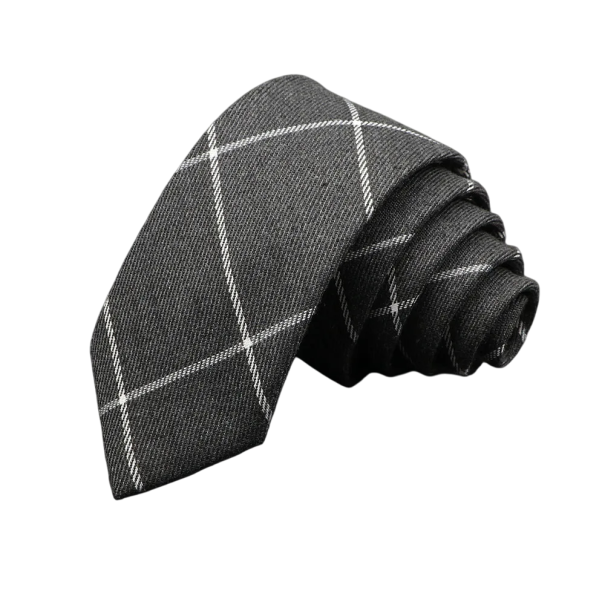 Gravata de homem em algodão xadrez 145 x 6 cm Gravata estreita elegante Gravata moderna com padrão Acessório estiloso para homens em eventos de trabalho e sociais cinzento