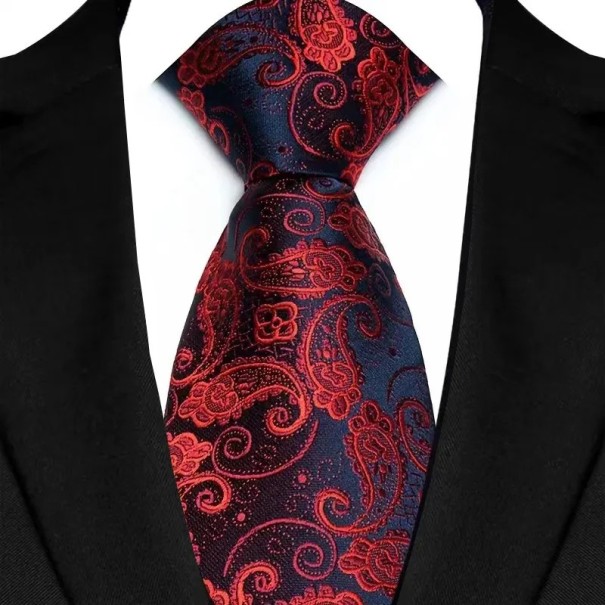 Gravata masculina de luxo com padrão floral 145 x 8 cm Acessório formal para homens Gravata elegante para fato Gravata social em seda 1