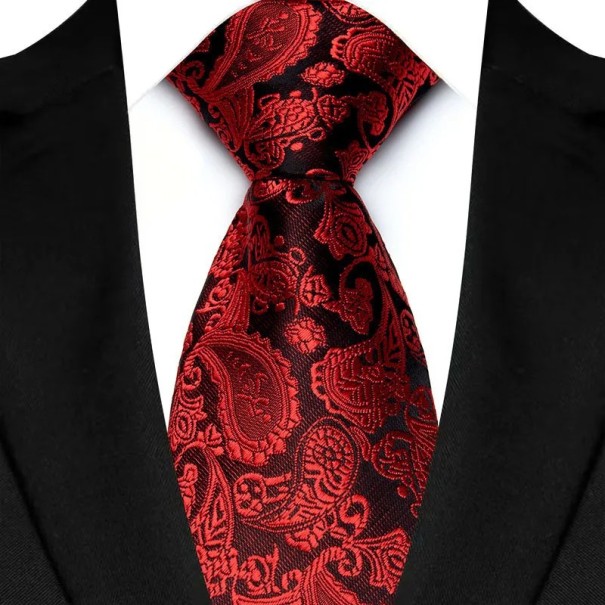 Gravata masculina de luxo com padrão floral Acessório formal para homens 145 x 8 cm Gravata elegante para fato Gravata social em seda 1