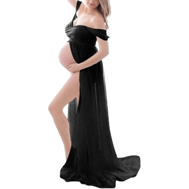 Graviditetskjole til fotosession N926 sort L