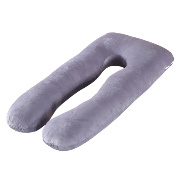 Graviditetskudde 120×70 cm U-formad longitudinell amningskudde för hela kroppen Ergonomisk Bekväm Andas Tvättbart Dragkedja grå