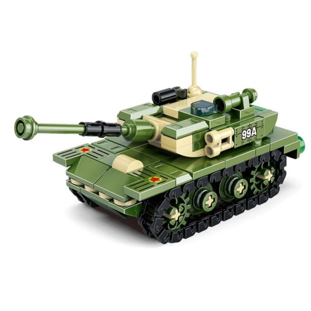 Green Tank 99A Tweede Wereldoorlog bouwpakket 176 stuks 11,4 x 4,7 x 5,2 cm Militaire uitrusting voor kinderen Tankmodel Historisch bouwpakket Leeftijd 6+ 1