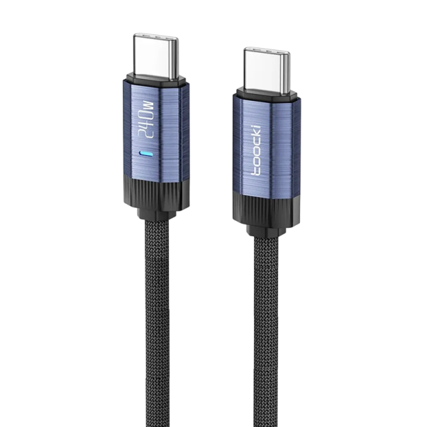 Γρήγορο καλώδιο USB C σε USB C 1 μ 240W 48V 5A PD3.1 LED φως διπλή υποδοχή 480 Mbps συγχρονισμός δεδομένων συσκευών USB τύπου C μπλε