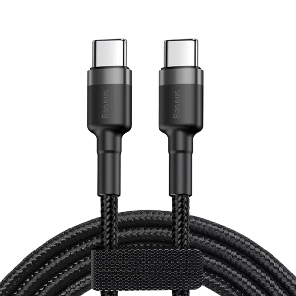 Γρήγορος διπλός USB C καλώδιο 2 μ 60 W PD πλεγμένο καλώδιο δεδομένων 5A QC 3.0 20V 480 Mb/s γρήγορη φόρτιση ευρεία συμβατότητα γκρι