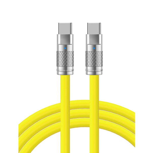 Γρήγορος καλωδιακός φορτιστής 1 μ 120W USB C σε USB C 6A σιλικόνης δεδομένων καλώδιο για φόρτιση ευέλικτο ανθεκτικό Τύπου C κίτρινο