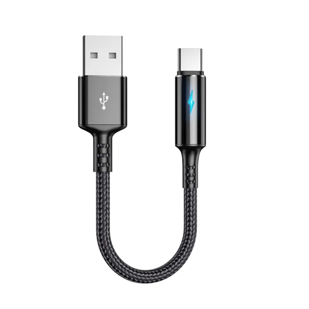 Γρήγορος καλωδίωση φόρτισης 25 εκ. USB A σε USB C 3A γρήγορη φόρτιση καλώδιο δεδομένων συγχρονισμού δεδομένων συμπαγές καλώδιο για κινητές συσκευές και powerbanks 1