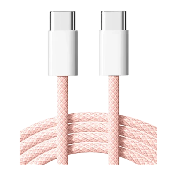 Γρήγορος φορτιστής καλώδιο 60W διπλό USB C και Τύπος C 2 μ γρήγορη φόρτιση και μεταφορά δεδομένων συμβατό με USB-C 6A ροζ