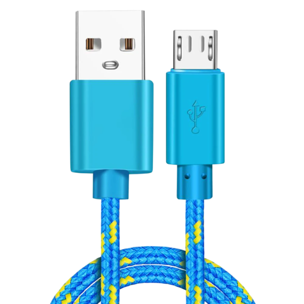 Γρήγορος φορτιστής καλώδιο USB A σε Micro USB 3 μ 2A νάιλον πλεγμένο καλώδιο για τηλέφωνο γρήγορη φόρτιση και μεταφορά δεδομένων καλώδιο φόρτισης Micro USB μπλε