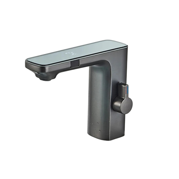 Grifo de lavabo inteligente con sensor y pantalla digital Grifo sin contacto para agua caliente y fría Grifo moderno para baño negro