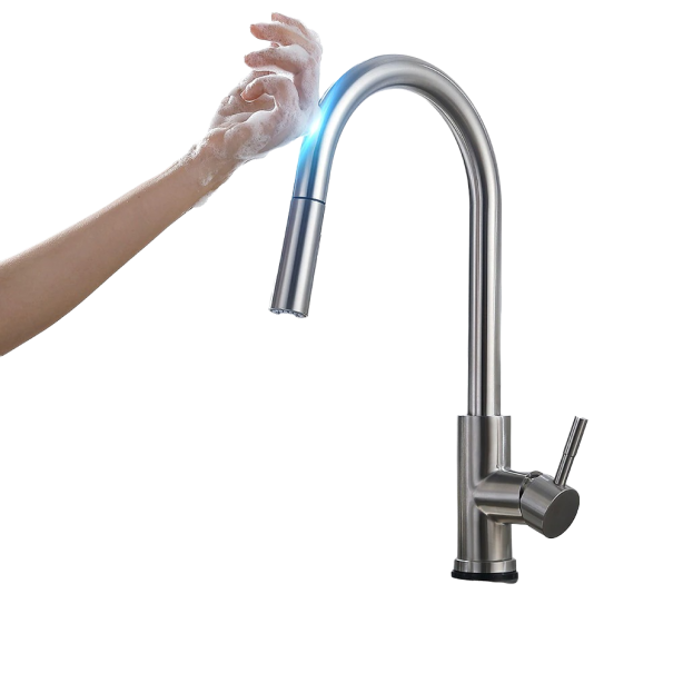 Grifo de lavabo sin contacto plateado