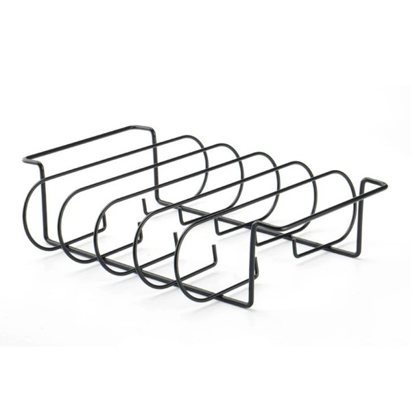 Griglia per costine 25,3x31,3 cm Supporto in acciaio con superficie antiaderente per 4 pezzi di carne Supporto per costine per grill a gas e forno nero