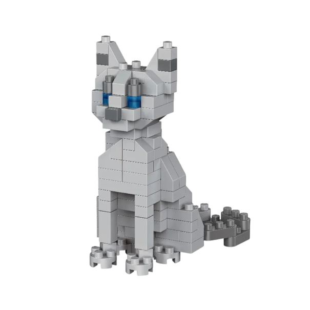 Grijze Britse kat bouwset 4x5,5x6,8 cm Mini huisdier bouwset Schattig kattenmodel Creatieve montage dierenfiguur voor kinderen 1